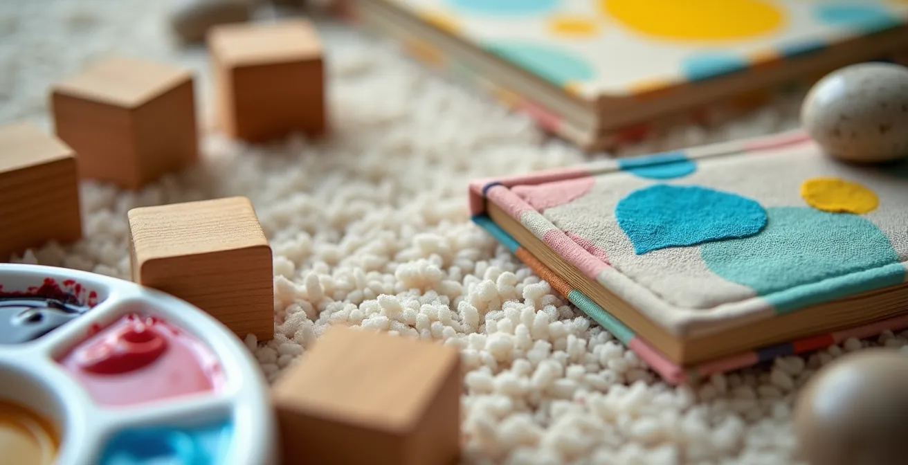 Ensemble d'activités calmes disposées pour enfants