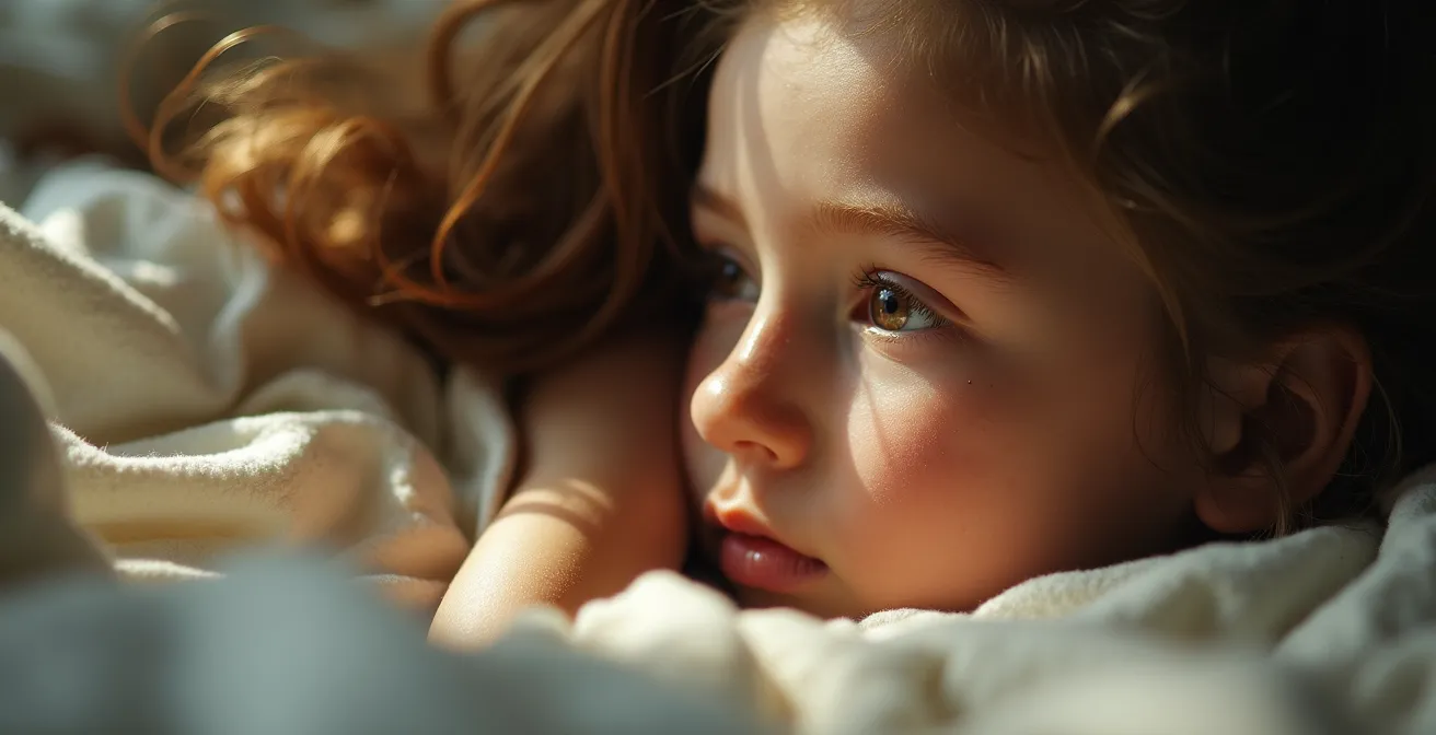 Adolescent allongé sur son lit regardant le plafond dans un moment de rêverie créative