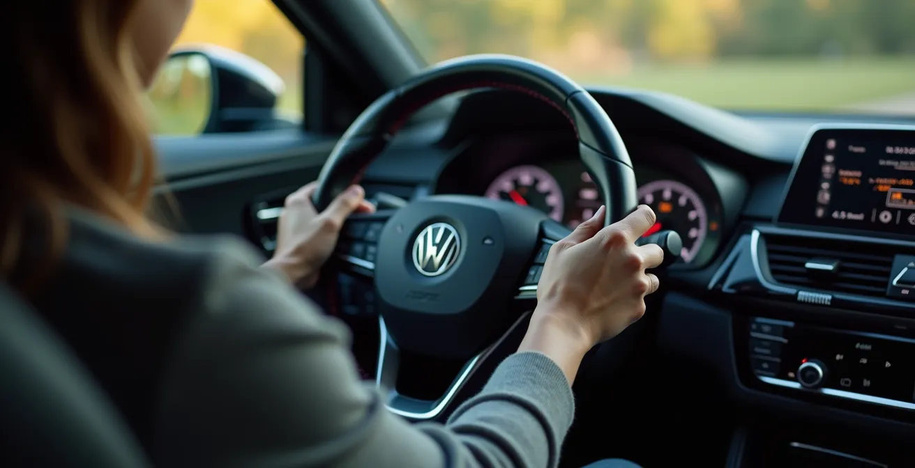 Personne pratiquant la cohérence cardiaque dans sa voiture avant un cours