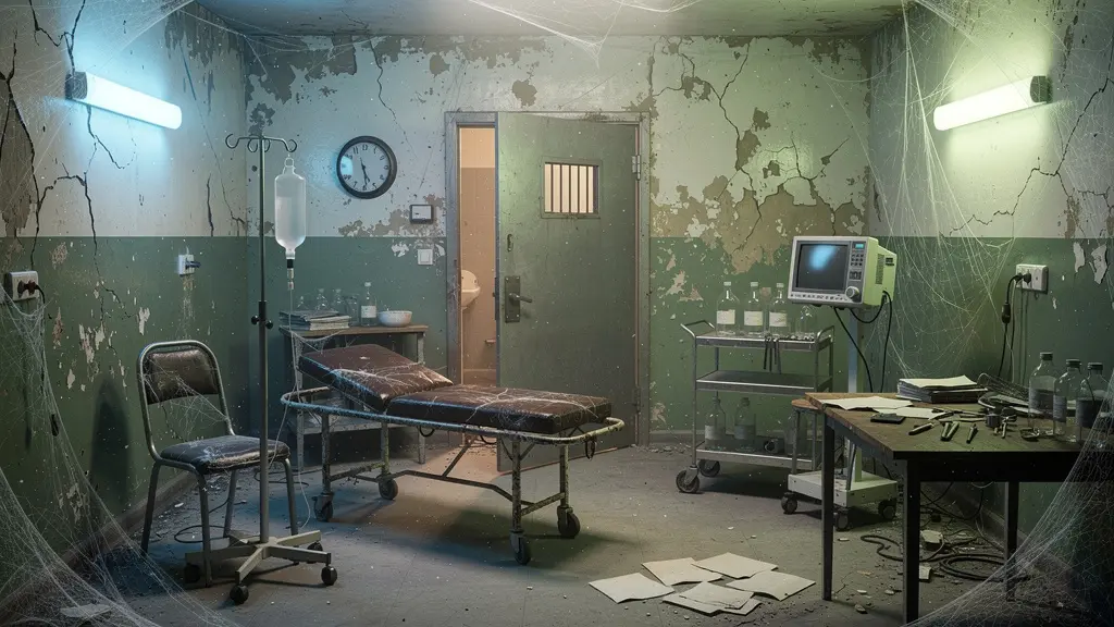 Décor atmosphérique d'escape game horreur avec accessoires et ambiance travaillée